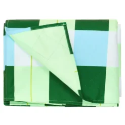 Picknick- und Stranddecke L 170 x 170 cm mit Beutel – schnelltrocknend & leicht, grün-blau kariert