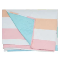 Picknick- und Stranddecke L 170 x 170 cm mit Beutel – schnelltrocknend & leicht, pastell bunt gestreift