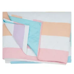 Picknick- und Stranddecke XL 240 x 170 cm mit Beutel – schnelltrocknend & leicht, pastell bunt gestreift