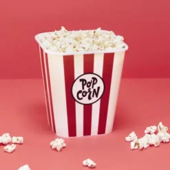 Popcorn Eimer wiederverwendbar - 3 l / rot weiß gestreift