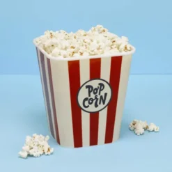 Popcorn Eimer wiederverwendbar - 3 l / rot weiß gestreift