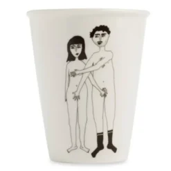 Porzellanbecher weiß - Motiv nacktes Paar "Naked couple"