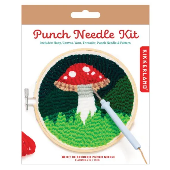 Punch Needle Set - Stickbild Fliegenpilz - Lochnadel DIY Stickset Ø 15 cm