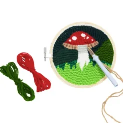 Punch Needle Set - Stickbild Fliegenpilz - Lochnadel DIY Stickset Ø 15 cm