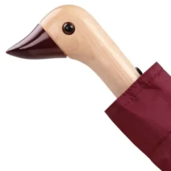 Regenschirm dunkelrot mit Entenkopf Griff aus Holz - Original Duckhead Taschenschirm