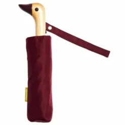 Regenschirm dunkelrot mit Entenkopf Griff aus Holz - Original Duckhead Taschenschirm