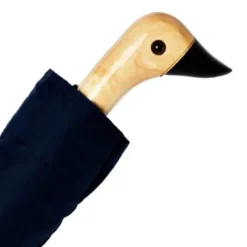 Regenschirm mit Entenkopf Griff aus Holz dunkelblau - Original Duckhead Taschenschirm