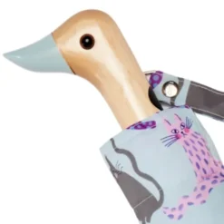 Regenschirm mit Entenkopf Griff & Katzenmotiv bunt - Original Duckhead Taschenschirm