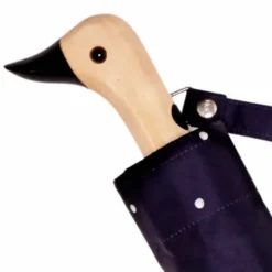 Regenschirm mit Entenkopf Griff aus Holz & Snoopy Motiv Golfspieler - Original Duckhead Taschenschirm