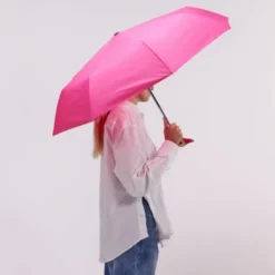Regenschirm pink mit Entenkopf Griff aus Holz - Original Duckhead Taschenschirm