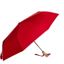 Regenschirm rot mit Entenkopf Griff aus Holz - Original Duckhead Taschenschirm