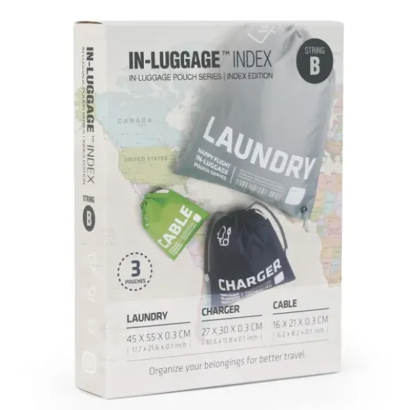 Reisebeutel Zugbeutel 3er-Set In-Luggage STRING B