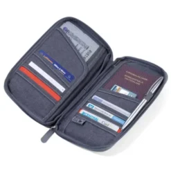 Reiseetui grau mit RFID Schutz – Organizer für Reisepass, Karten & Dokumente