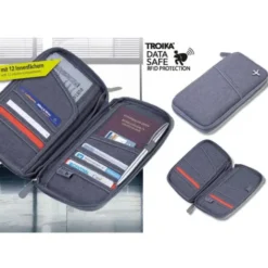 Reiseetui grau mit RFID Schutz – Organizer für Reisepass, Karten & Dokumente