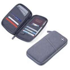 Reiseetui grau mit RFID Schutz – Organizer für Reisepass, Karten & Dokumente