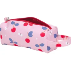 Rosa Mäppchen für Stifte 20 x 8 cm mit Kirschenmotiv - Federmäppchen CHERRIES mit Trageschlaufe
