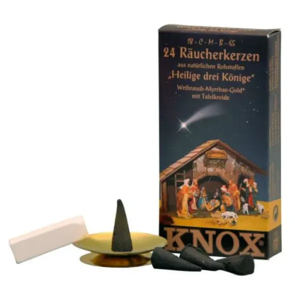 Räucherkerzen Set HEILIGE DREI KÖNIGE: Räucherkegel + Schälchen + Kreide