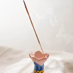 Räucherstäbchenhalter rosa Blume aus Keramik