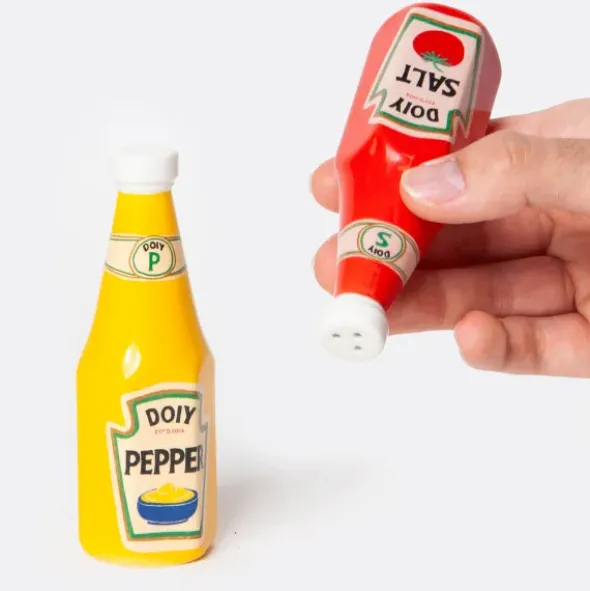 Salz- und Pfefferstreuer Set Keramik – Ketchup- & Mayo-Flasche