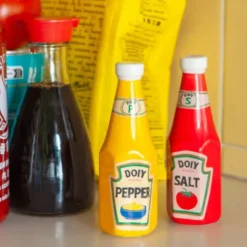 Salz- und Pfefferstreuer Set Keramik – Ketchup- & Mayo-Flasche
