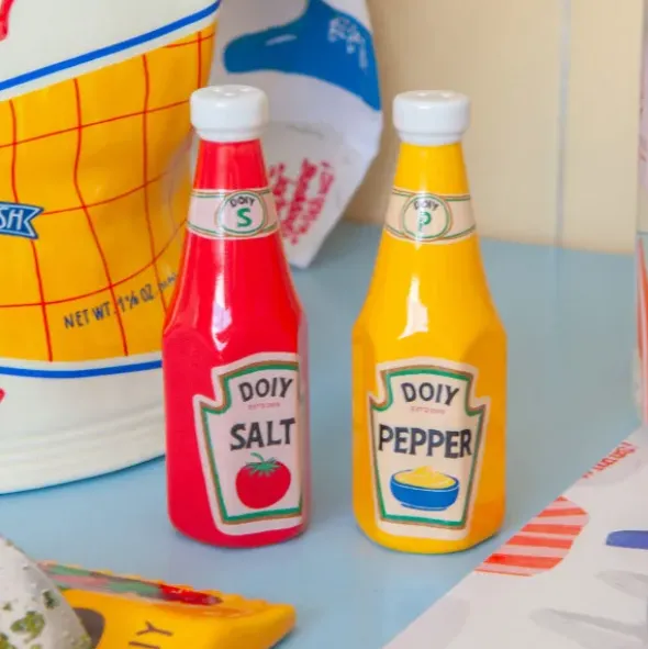 Salz- und Pfefferstreuer Set Keramik – Ketchup- & Mayo-Flasche