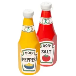 Salz- und Pfefferstreuer Set Keramik – Ketchup- & Mayo-Flasche