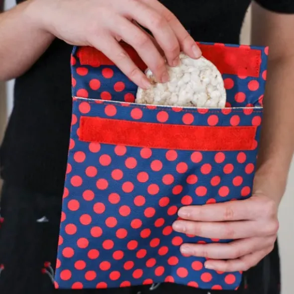 Sandwich Bag VICHY BLUE kariert - Lunchtüte mit Klettverschluss