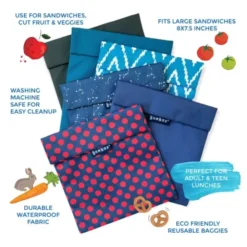 Sandwich Bag ZIG ZAG blau - Lunchtüte mit Klettverschluss