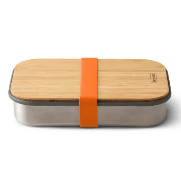 Sandwich Lunchbox Edelstahl mit Bambusdeckel, orange