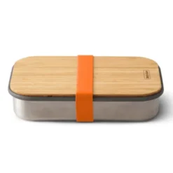 Sandwich Lunchbox Edelstahl mit Bambusdeckel, orange