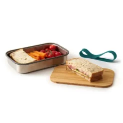 Sandwich Lunchbox Edelstahl mit Bambusdeckel, ocean