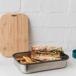 Sandwich Lunchbox Edelstahl mit Bambusdeckel, ocean