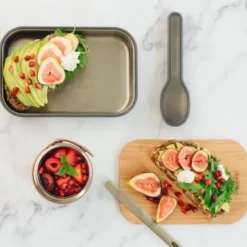 Sandwich Lunchbox Edelstahl mit Bambusdeckel, ocean
