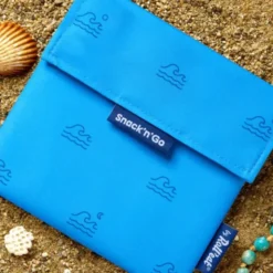 Sandwichtüte Snack´n´Go wiederverwendbar – blaue Lunchbag & Brottasche mit Wellen Motiv