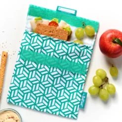 Sandwichtüte Snack’n’Go wiederverwendbar – Snackbeutel grün weiß mit Muster