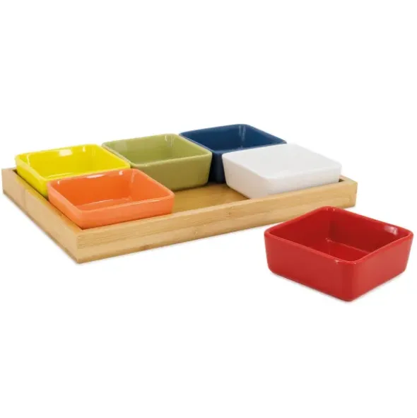 Schalenset SNACK & DIP mit Bambustablett