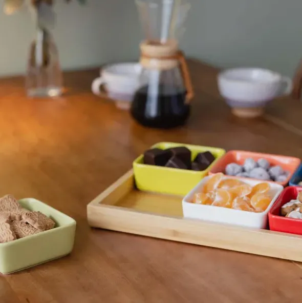 Schalenset SNACK & DIP mit Bambustablett