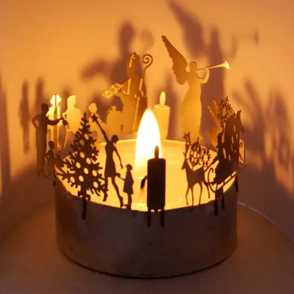 Schattenspiel Adventskranz, Stecksilhouette für Teelicht