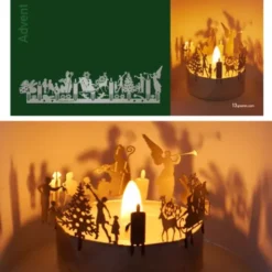 Schattenspiel Adventskranz, Stecksilhouette für Teelicht