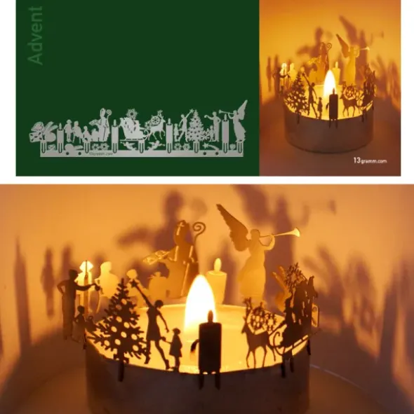 Schattenspiel Adventskranz, Stecksilhouette für Teelicht