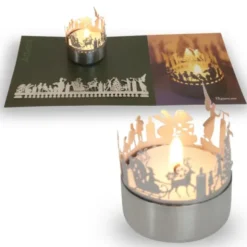 Schattenspiel Adventskranz, Stecksilhouette für Teelicht
