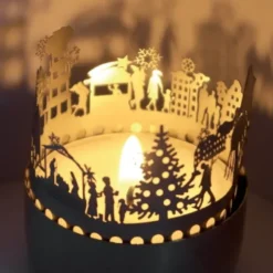 Schattenspiel Weihnachtsmarkt, Stecksilhouette für Teelicht
