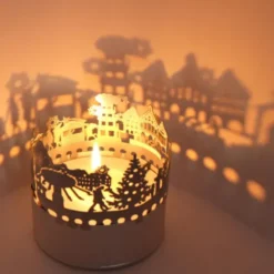 Schattenspiel Weihnachtsmarkt, Stecksilhouette für Teelicht