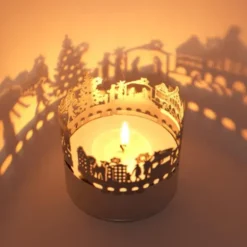 Schattenspiel Weihnachtsmarkt, Stecksilhouette für Teelicht