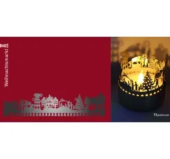Schattenspiel Weihnachtsmarkt, Stecksilhouette für Teelicht