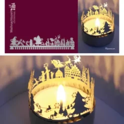 Schattenspiel Weihnachtszeit, Stecksilhouette für Teelicht