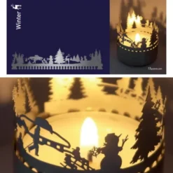 Schattenspiel Winter, Stecksilhouette für Teelicht