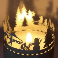 Schattenspiel Winter, Stecksilhouette für Teelicht