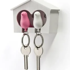 Schlüsselanhänger Duo Sparrow weiß/pink