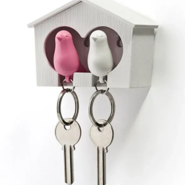 Schlüsselanhänger Duo Sparrow weiß/pink